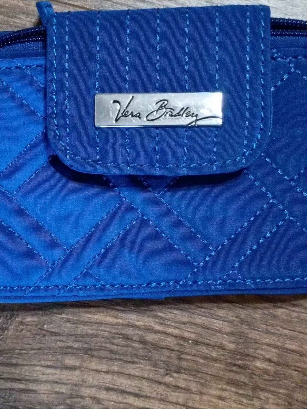 Vera Bradley Cobalt Quilted Wallet with Metal Logo